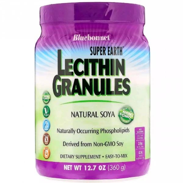 Лецитин, Lecithin Granules, Super Earth, Bluebonnet Nutrition, 360 гр (12.7 унций)  - Фото 1