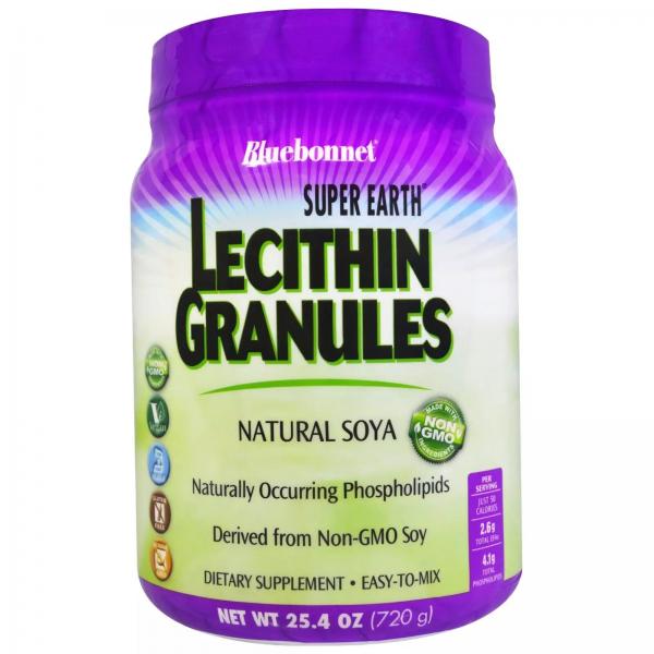 Лецитин, Lecithin Granules, Super Earth, Bluebonnet Nutrition, 720 гр (25.4 унций)  - Фото 1