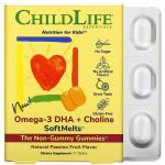 Омега-3, ДГК + холин, для детей, вкус маракуйи, Omega-3 DHA + Choline SoftMelts, ChildLife, 27 таблеток - Фото миниатюра 1