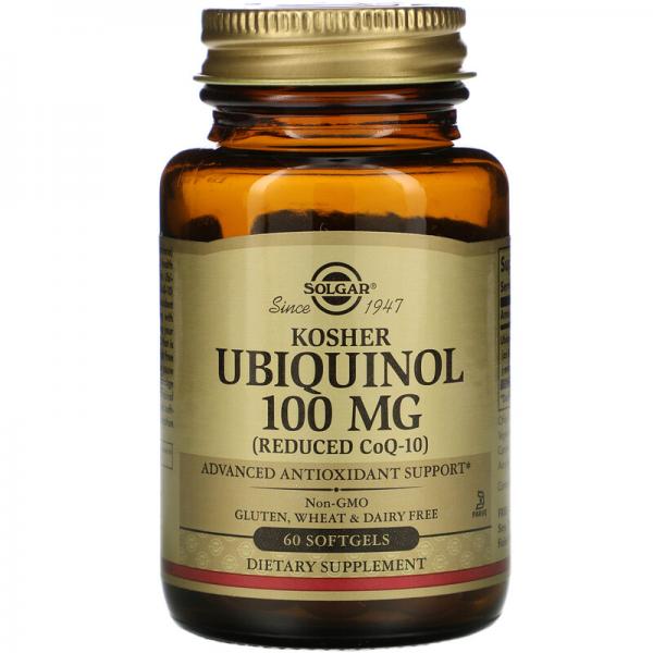 Кошерный убихинол, Kosher Ubiquinol, Solgar, 100 мг, 60 мягких капсул - Фото 1