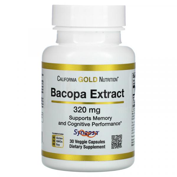 Экстракт бакопы, Bacopa Extract, California Gold Nutrition, 320 мг, 30 растительных капсул  - Фото 1