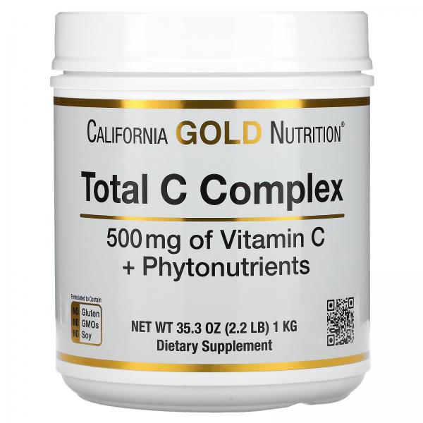 Комплекс с витамином C + фитонутриенты, Total C, California Gold Nutrition, 500 мг, 1 кг - Фото 1