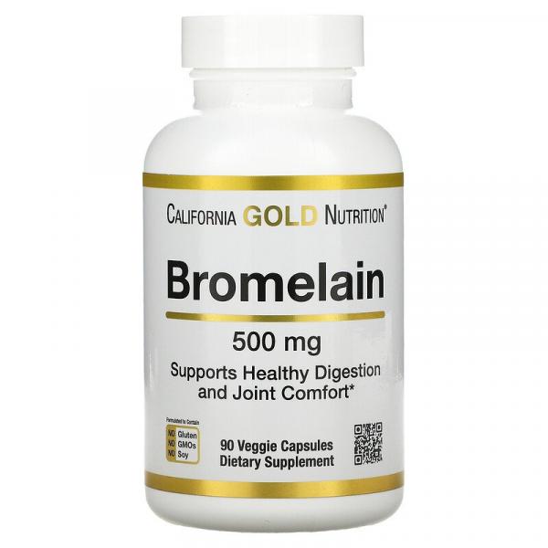 Бромелаїн, Bromelain, California Gold Nutrition, 500 мг, 90 рослинних капсул - Фото 1