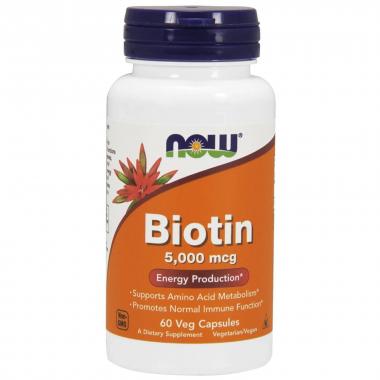 Биотин, Biotin, Now Foods, 5000 мкг, 60 капсул Биотин, Biotin, Now Foods, 5000 мкг, 60 капсул