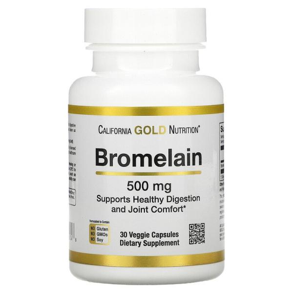 Бромелайн, Bromelain, California Gold Nutrition, 500 мг, 30 растительных капсул  - Фото 1