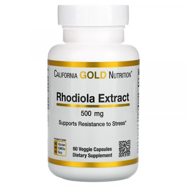 Экстракт родиолы, Rhodiola Extract, California Gold Nutrition, 500 мг, 60 вегетарианских капсул - Фото 1