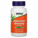 Американский женьшень, American Ginseng, Now Foods, 500 мг, 100 растительных капсул - Фото миниатюра 1