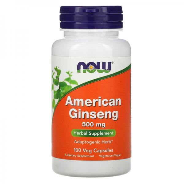 Американский женьшень, American Ginseng, Now Foods, 500 мг, 100 растительных капсул - Фото 1