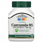 Куркумін 95, Curcumin-95, 21st Century, 500 мг, 45 вегетаріанських капсул - Фото миниатюра 1