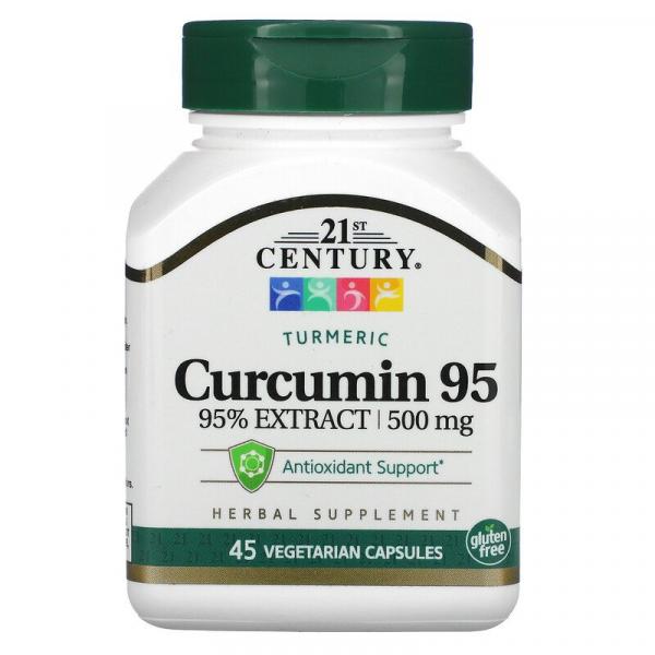 Куркумін 95, Curcumin-95, 21st Century, 500 мг, 45 вегетаріанських капсул - Фото 1