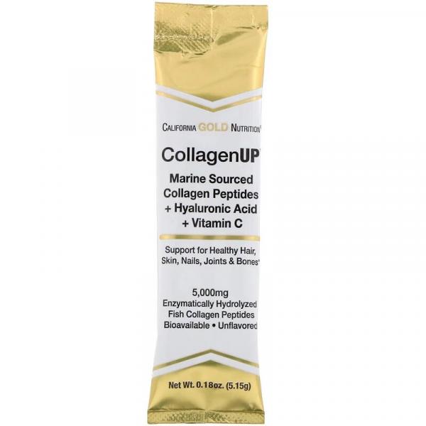 CollagenUP, морской коллаген с гиалуроновой кислотой и витамином С, без запаха, California Gold Nutrition, 10 пакетов, 0,18 унции (5,15 г) каждый - Фото 3