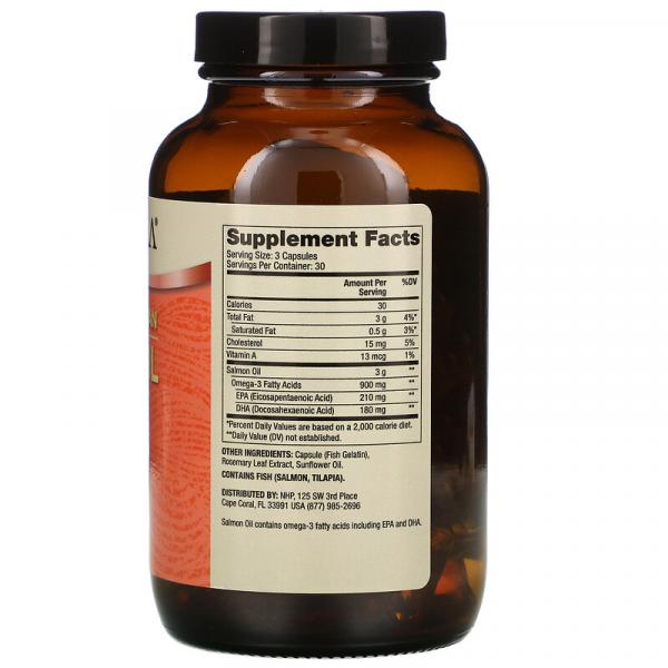 Жир дикого аляскинского лосося, Wild Caught Alaskan Salmon Oil, Dr. Mercola, 1000 мг, 90 капсул - Фото 2