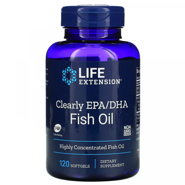 Рыбий жир ЭПК/ДГК, Clearly EPA/DHA, Life Extension, 120 гелевых капсул - Фото 1