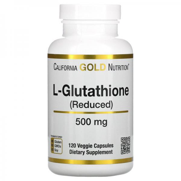 L-глутатион, восстановленный, L-Glutathione (Reduced), California Gold Nutrition, 500 мг, 120 растительных капсул - Фото 1
