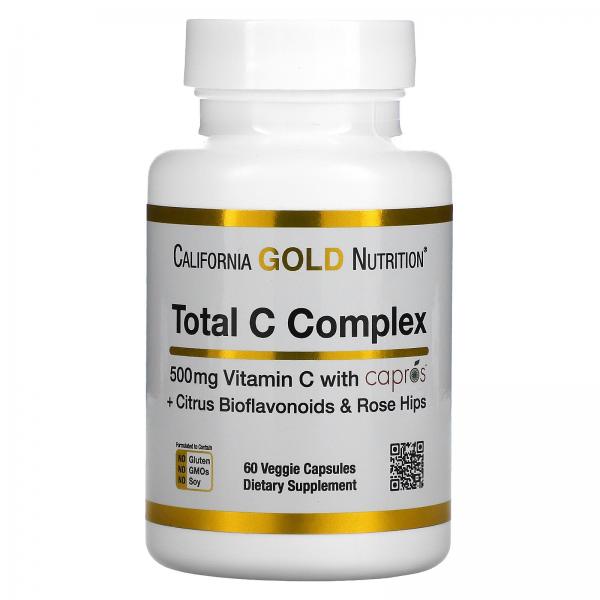 Комплекс с витамином C, Total C Complex, California Gold Nutrition,  500 мг, 60 растительных капсул - Фото 1