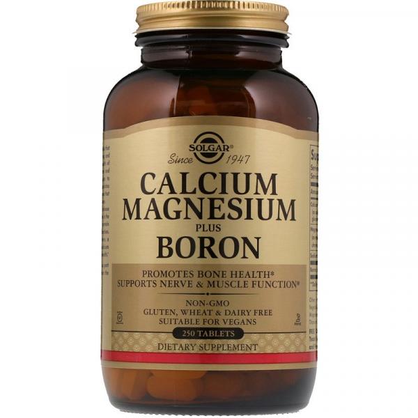 Кальций, магний + бор, Calcium Magnesium Plus Boron, Solgar, 250 таблеток  - Фото 1