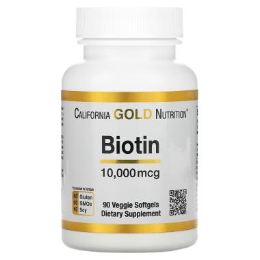 Биотин, Biotin, California Gold Nutrition, 10 мг, 90 вегетарианских капсул Биотин, Biotin, California Gold Nutrition, 10 мг, 90 вегетарианских капсул