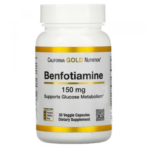 Бенфотиамин, Benfotiamine, California Gold Nutrition, 150 мг, 30 растительных капсул - Фото 1