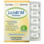 Пробиотики, 65 млрд КОЕ, LactoBif 65 Probiotics, California Gold Nutrition, 30 вегетарианских капсул - Фото миниатюра 1