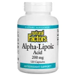 Альфа-липоевая кислота, Alpha Lipoic Acid, Natural Factors, 200 мг, 120 капсул - Фото миниатюра 1