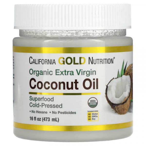 Кокосовое масло органическое нерафинированное, Superfoods Cold Pressed Organic Virgin Coconut Oil, California Gold Nutrition, 473мл - Фото 1