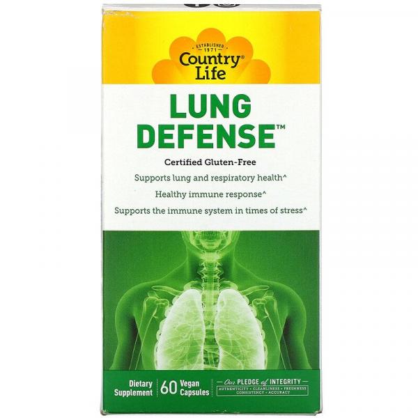 Защита легких, Lung Defense, Country Life, 60 веганских капсул - Фото 1
