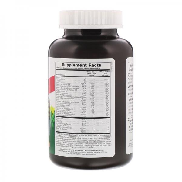 Жевательный комплекс мультивитаминов и минералов для детей с натуральным вкусом вишни, Nature's Plus, 180 животных - Фото 2