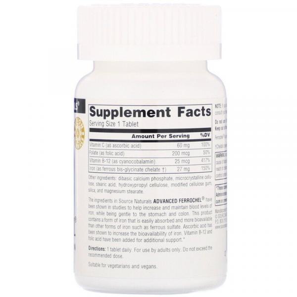 Железо, Advanced Ferrochel, Source Naturals, 180 таблеток - Фото 2