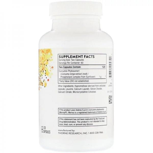 Куркумин, Meriva 500-SF, Thorne Research, 120 капсул  - Фото 2