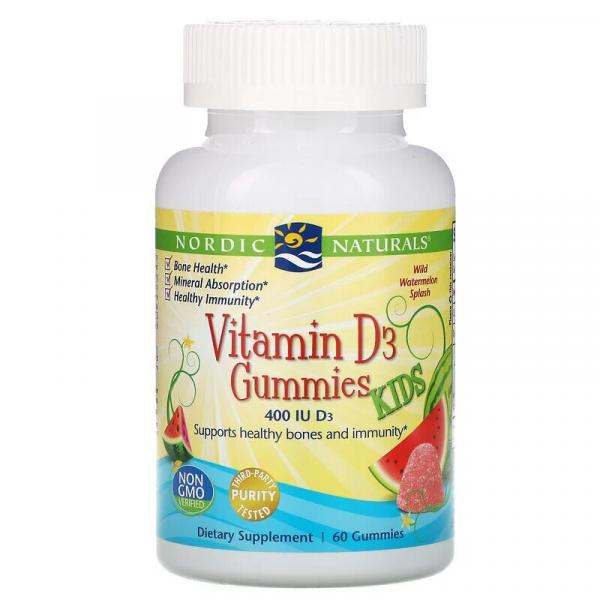 Вітамін D3 для дітей, Vitamin D3, Nordic Naturals, 400 МО, 60 жувальних цукерок - Фото 1