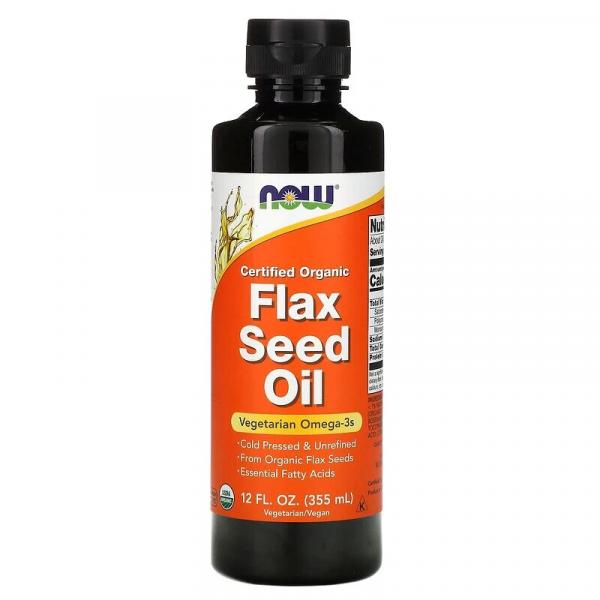 Сертифицированное органическое льняное масло, Flex Seed Oil, Now Foods, 355 мл (12 жидких унций) - Фото 1