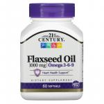 Льняное масло, Flaxseed Oil, 21st Century, 1000 мг, 60 капсул  - Фото миниатюра 1