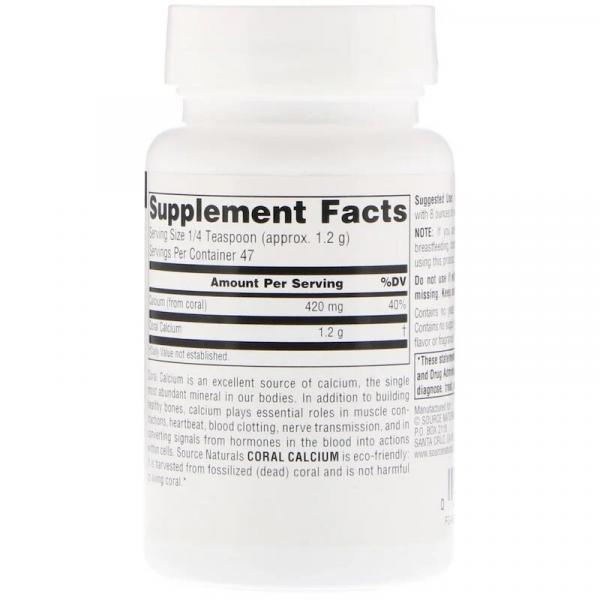 Коралловый кальций, порошок, Coral Calcium Powder, Source Naturals, 2 унции (56,7 г) - Фото 2
