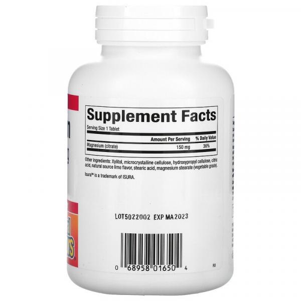 Цитрат магния, лайм, Magnesium Citrate, Key Lime, Natural Factors, 150 мг, 60 жевательных таблеток - Фото 2
