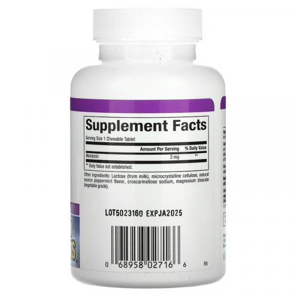 Расслабляющий стресс, мелатонин, Stress-Relax, Melatonin, Natural Factors, 3 мг, 180 жевательных таблеток - Фото 2