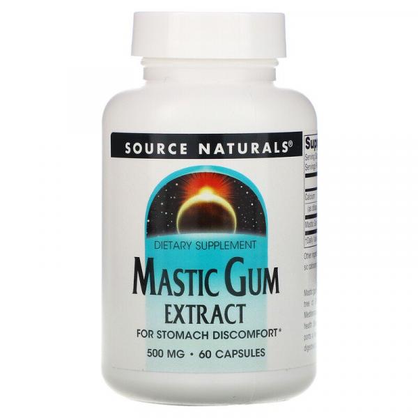 Экстракт жевательной резинки мастики, Mastic Gum Extract, Source Naturals, 500 мг, 60 капсул - Фото 1