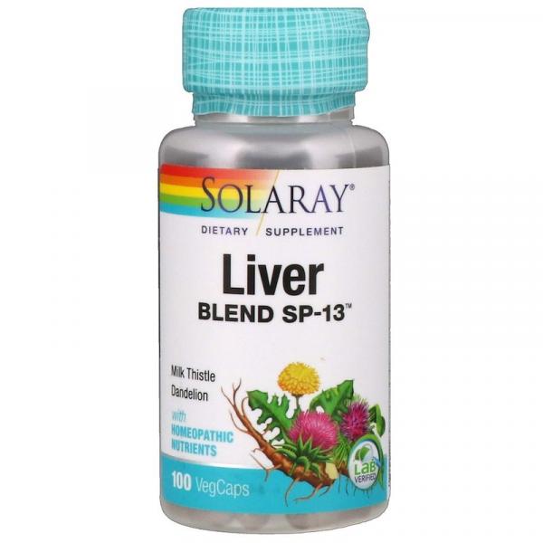Защита печени, Liver Blend SP-13, Solaray, 475 мг, 100 вегетарианских капсул - Фото 1