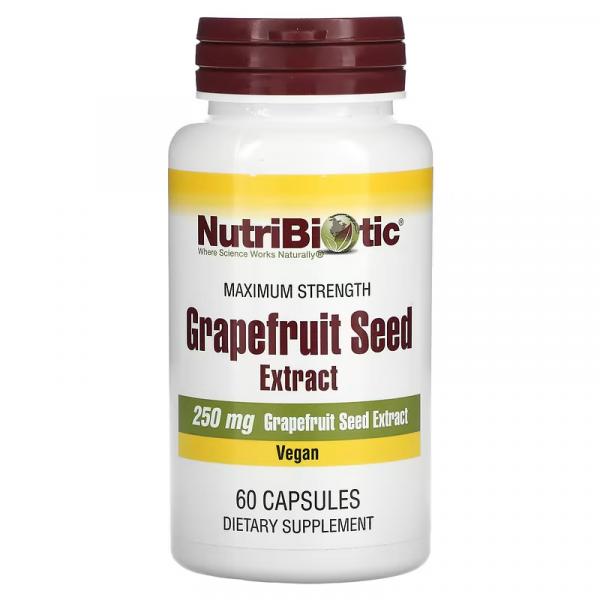 Экстракт семян грейпфрута, Grapefruit Seed Extract, NutriBiotic, 250 мг, 60 капсул - Фото 1