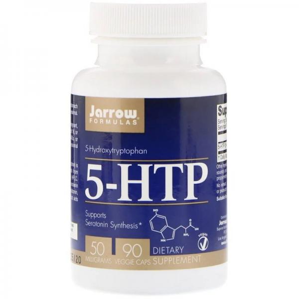 5-HTP, Гидрокситриптофан, Jarrow Formulas, 50 мг, 90 вегетарианских капсул - Фото 1