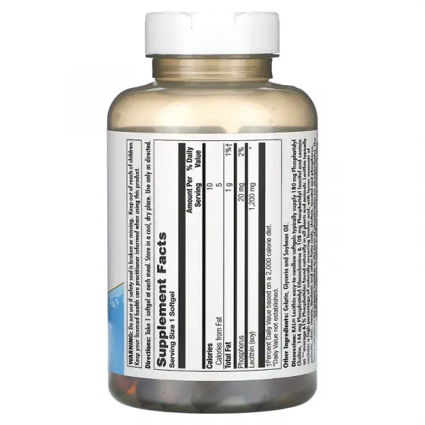 Лецитин, Lecithin, KAL, 1200 мг, 100 капсул - Фото 2