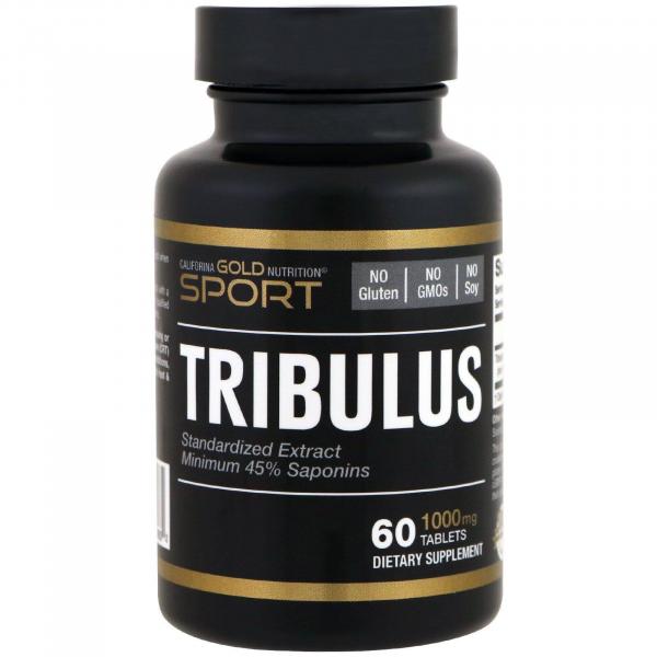 Трибулус, Tribulus, California Gold Nutrition, стандартизированный экстракт, 45% сапонинов, 1000 мг, 60 таблеток  - Фото 1