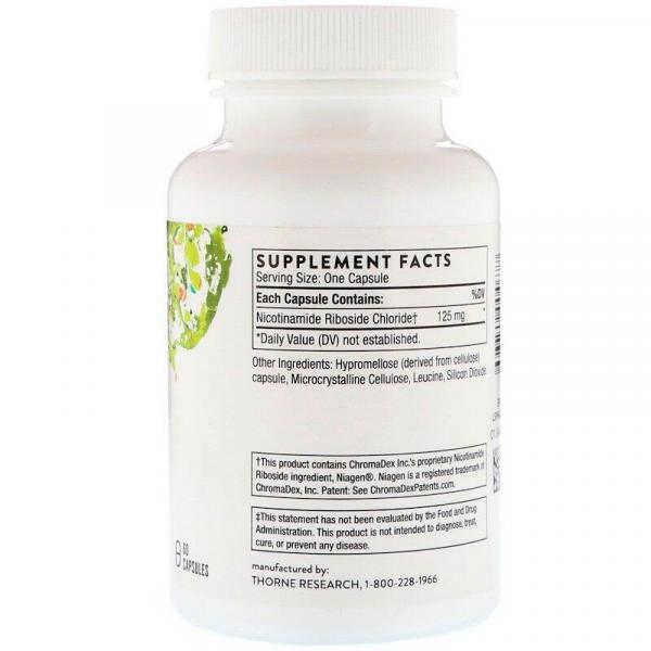 Никотинамид рибозид, Nicotinamide Riboside, Thorne Research, 60 капсул - Фото 2