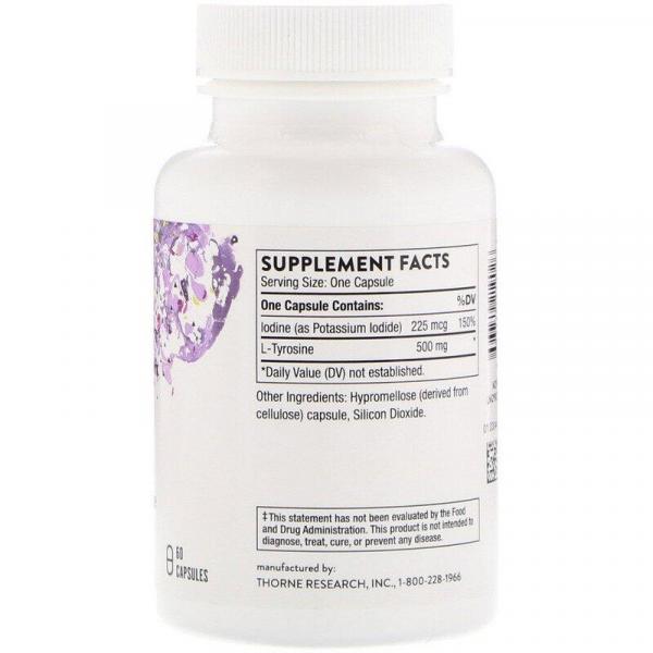 Питание щитовидной железы (йод и тирозин), Iodine & Tyrosine, Thorne Research, 60 капсул  - Фото 2