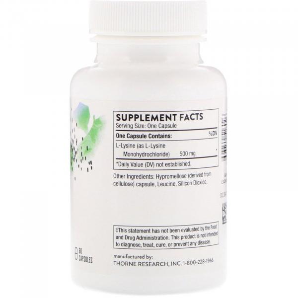 Лізин, L-Lysine, Thorne Research, 60 капсул  - Фото 2
