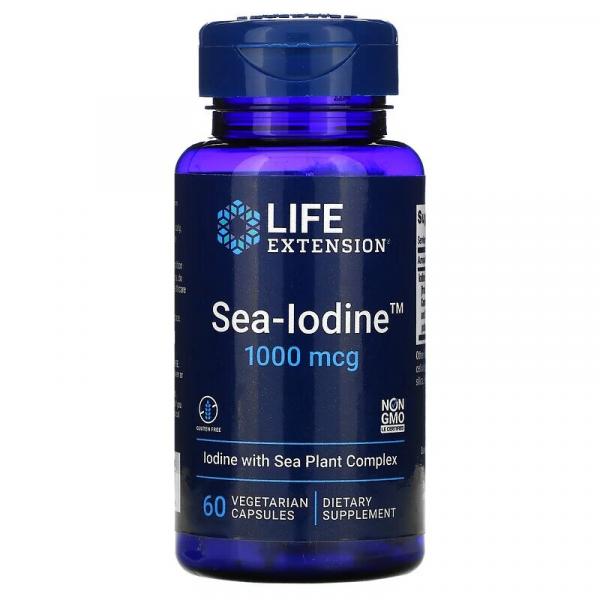 Морской йод, Sea-Iodine, Life Extension, 1000 мкг, 60 вегетарианских капсул - Фото 1