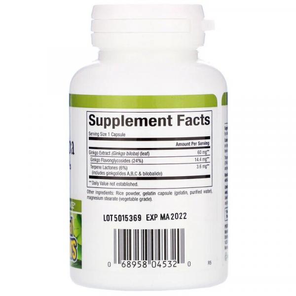Гинкго Билоба, Ginkgo Biloba, Natural Factors, 60 капсул  - Фото 2