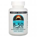 Комплекс B-50, B-50 Complex, Source Naturals, 50 мг, 100 таблеток - Фото миниатюра 1