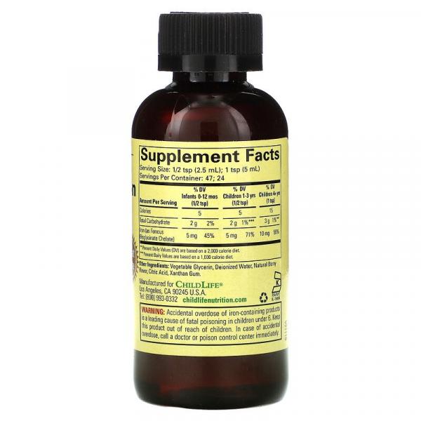Залізо з натуральним ягідним смаком, Liquid Iron, ChildLife, 118 мл - Фото 2