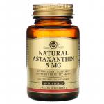 Натуральный астаксантин, Natural Astaxanthin, Solgar, 5 мг, 60 гелевых капсул - Фото миниатюра 1