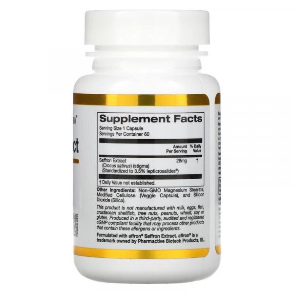 Экстракт шафрана, с экстрактом Affron, California Gold Nutrition, 28 мг, 60 растительных капсул - Фото 2